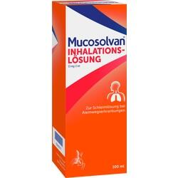 Orange-weiße Verpackung einer Inhalationslösung für Atemwegserkrankungen.