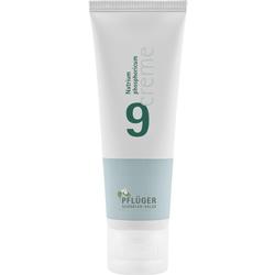 Weiße Tube mit grüner Aufschrift "9 creme" und dem Logo "PFLÜGER SCHÜßLER-SALZE".