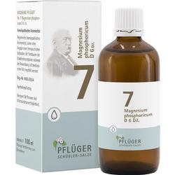 Braune Flasche mit Etikett und Verpackung für Schüßler-Salz Nr. 7, Magnesium phosphoricum.