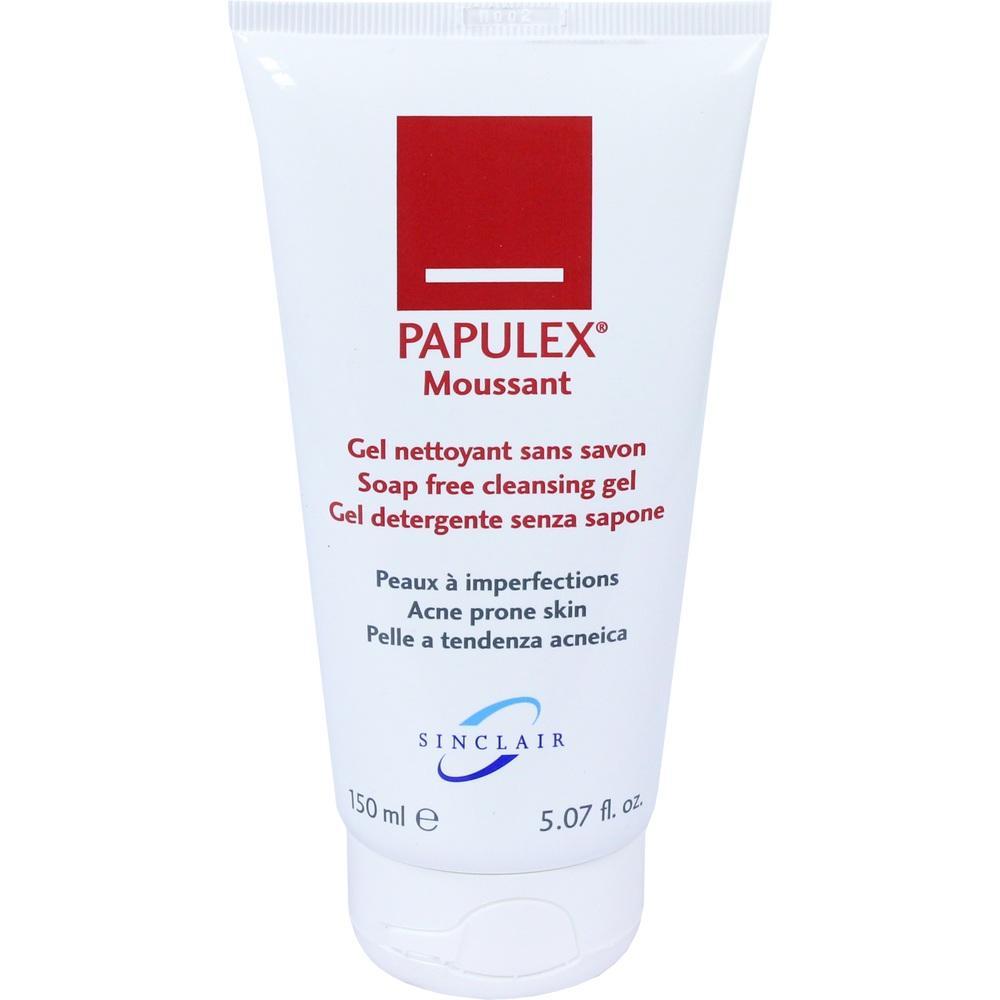 Eine Tube Papulex seifenfreies Reinigungsgel für unreine Haut.